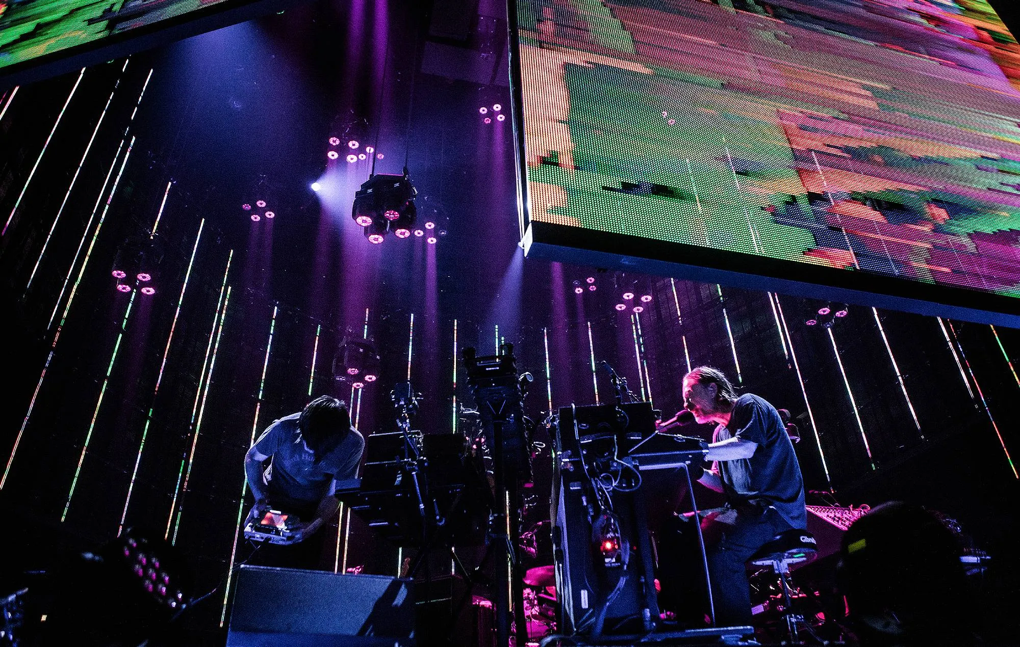 Radiohead at Madrid with Supervoid-designed screen visuals and lighting.